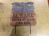 VTG 1990s Halloween Yard Decoration Sign Gremlins "Beware Enter at Your own Risk