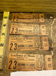 1938 Tickets Acadamy of music Meadville pa Zeitler Vaudvill Show Theatre concert