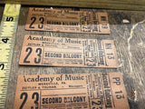 1938 Tickets Acadamy of music Meadville pa Zeitler Vaudvill Show Theatre concert