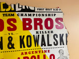 Vtg Wrestling Poster Advertising Sign gorilla monsoon Killer Kowalski 1950's Tag