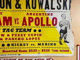 Vtg Wrestling Poster Advertising Sign gorilla monsoon Killer Kowalski 1950's Tag
