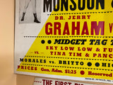 Vtg Wrestling Poster Advertising Sign gorilla monsoon Killer Kowalski 1950's Tag