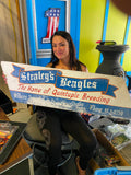 Vtg Sign Straleys Beagles Alum Sign 1940's Antique Advertising Collectible 3'x1'