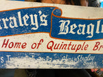 Vtg Sign Straleys Beagles Alum Sign 1940's Antique Advertising Collectible 3'x1'