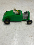 vtg original saunders hard plastic green friction powered hot rod toy car