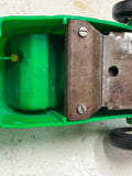 vtg original saunders hard plastic green friction powered hot rod toy car