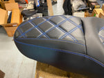 Custom Seat Harley Bagger Flh Street Road Glide 2009^ Blue Stitch Aztec Touring