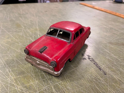 vtg Mid Century Made In Japan Tin Bettery Operated Red Fat Car 7.5" Long