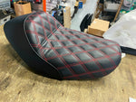 Custom Seat Harley Sportster Solo 883 1200 Iron Forty Eight Diamond Red Stitch