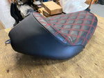 Custom Seat Harley Sportster Solo 883 1200 Iron Forty Eight Diamond Red Stitch