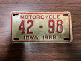VTG 1968 Iowa State Motorcycle License Plate 42-98