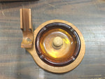Vintage Mid-Century Italian Walnut Wood Heavy Amber Glass Pipe Holder Ashtray