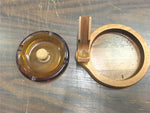Vintage Mid-Century Italian Walnut Wood Heavy Amber Glass Pipe Holder Ashtray