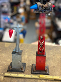 Vtg Signal Light Tower Spotlight Acc Marx Toy Train Tin w Bulbs Lot Pair!