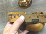 Vintage Mid-Century Italian Walnut Wood Heavy Amber Glass Pipe Holder Ashtray