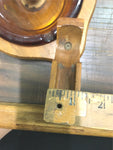 Vintage Mid-Century Italian Walnut Wood Heavy Amber Glass Pipe Holder Ashtray
