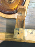 Vintage Mid-Century Italian Walnut Wood Heavy Amber Glass Pipe Holder Ashtray