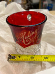Vtg Antique 1908 Ruby Red Flash Punch Glass Ford Hulings Cup Diamond point Colle