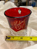Vtg Antique 1908 Ruby Red Flash Punch Glass Ford Hulings Cup Diamond point Colle