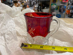 Vtg Antique 1908 Ruby Red Flash Punch Glass Ford Hulings Cup Diamond point Colle
