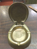 Vintage Heavy Brass Toilet Seat of Honor Ashtray w/ Engraved Lid 1960s/1970s