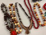 VTG Giant Lot of Mardi Gras Decorative Wooden Style Costume Jewelry Necklaces