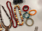 VTG Giant Lot of Mardi Gras Decorative Wooden Style Costume Jewelry Necklaces
