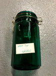 Dark Emerald Green Glass Canning Jar With Lid and Latch Has Chip in Lid