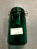 Dark Emerald Green Glass Canning Jar With Lid and Latch Has Chip in Lid