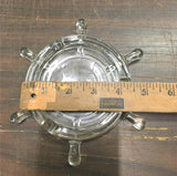 Vtg Ships Steering Wheel Clear Glass Helm Ashtray 3 Cigarette Divots Sturdy