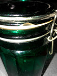 Dark Emerald Green Glass Canning Jar With Lid and Latch Has Chip in Lid
