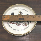 Vtg OFFICIAL COAT OF ARMS COMMONWEALTH OF PENNSYLVANIA CERAMIC ASHTRAY Gold