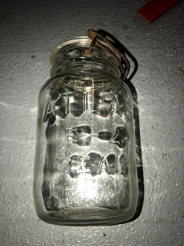 Atlas E-Z Seal Mason Clear Glass 1 qt Mason Canning Jar Without Lid Has Clamp