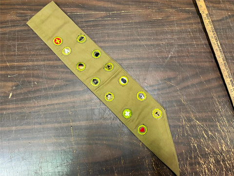 VTG 1930s-40s Boy Scouts of America Merit Badge Sash w/ 13 badges