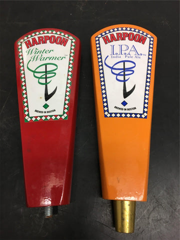2 Vintage Harpoon IPA Painted and Winter Warmer Wood Beer Tap Handle Man Cave