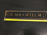 vintage md name plate door plaque metal oddity dr maxwell md Brass Medic Sign!
