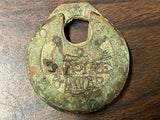 VTG antique Miller Empire 6-Lever Pushkey Padlock missing key lock