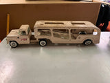 VTG 1960s Buddy L Auto car Transport Truck & Trailer White Pressed Steel