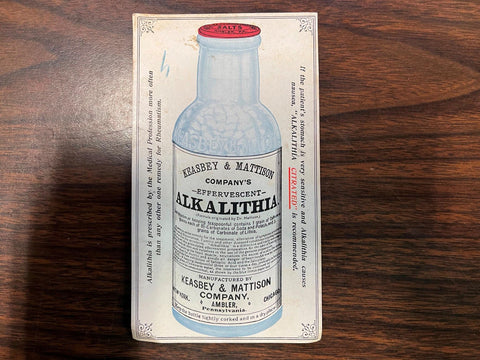 VTG Antique 1920s Keasbey & Mattison Alkalithia Ad Ink Blotter Bottle Quack