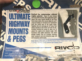 Rivco Ultimate Black Highway 1 1/4" Frame Mounts & Pegs Harley Kawasaki Yamaha