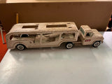 VTG 1960s Buddy L Auto car Transport Truck & Trailer White Pressed Steel