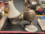 Vtg Angle Lamp Co Brass Lantern Wall Sconce Orig Glass Milk Smoke Bell Art Deco!