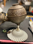 Vtg Angle Lamp Co Brass Lantern Wall Sconce Orig Glass Milk Smoke Bell Art Deco!
