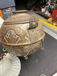 Vtg Angle Lamp Co Brass Lantern Wall Sconce Orig Glass Milk Smoke Bell Art Deco!