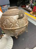 Vtg Angle Lamp Co Brass Lantern Wall Sconce Orig Glass Milk Smoke Bell Art Deco!