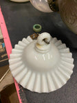 Vtg Angle Lamp Co Brass Lantern Wall Sconce Orig Glass Milk Smoke Bell Art Deco!
