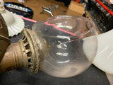 Vtg Angle Lamp Co Brass Lantern Wall Sconce Orig Glass Milk Smoke Bell Art Deco!