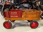 1930's Vintage Wooden Wagon Radio Flyer Rapid Delivery Deluxe Kids Toy Unrestore