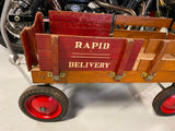 1930's Vintage Wooden Wagon Radio Flyer Rapid Delivery Deluxe Kids Toy Unrestore