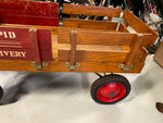 1930's Vintage Wooden Wagon Radio Flyer Rapid Delivery Deluxe Kids Toy Unrestore